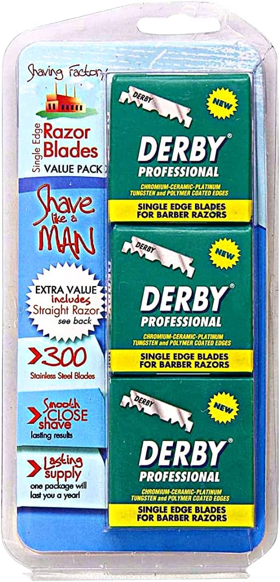 CLEARANCE 3 Pack Derby Professional Single Edge Razor Blades with Razo ...