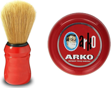 Load image into Gallery viewer, Arko Shaving Soap and Omega Shaving Boar Bristle Brush