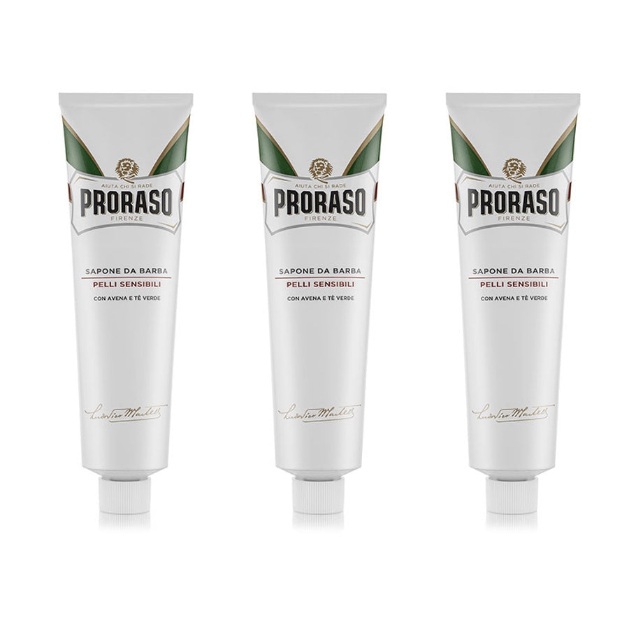 Triple Pack Proraso Shaving Cream for Sensitive Skin with Green
