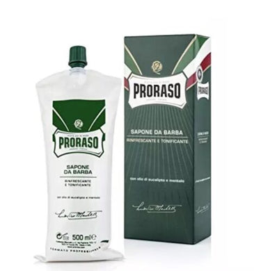 Proraso 500ml XL Menthol and Eucalyptus Shaving Cream Bladder - Green